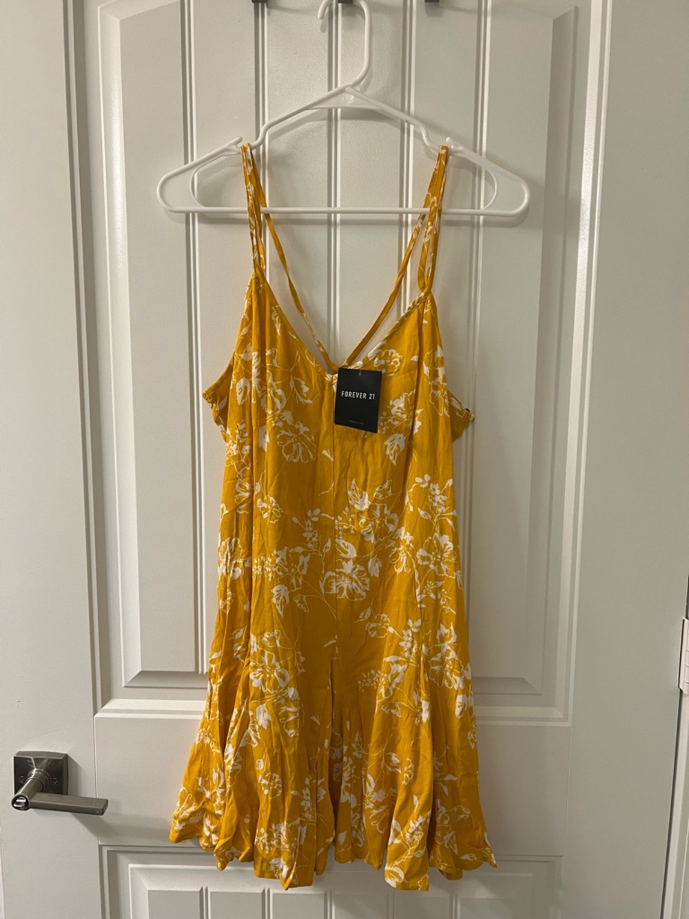 Forever 21 Mustard Yellow Floral V-Neck Dress